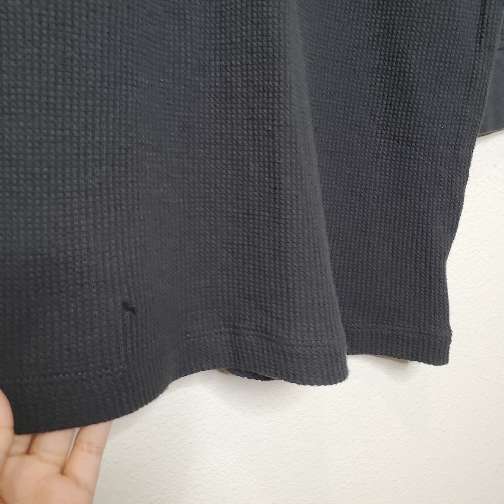 Free People Intimate Revolve Early Night Black Waffle Knit Oversized Thermal Top - Picture 10 of 11